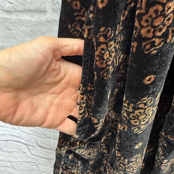Free People We the Free Summer Camp Velvet Tunic Dress Size XL Black Floral New - Picture 6 of 7